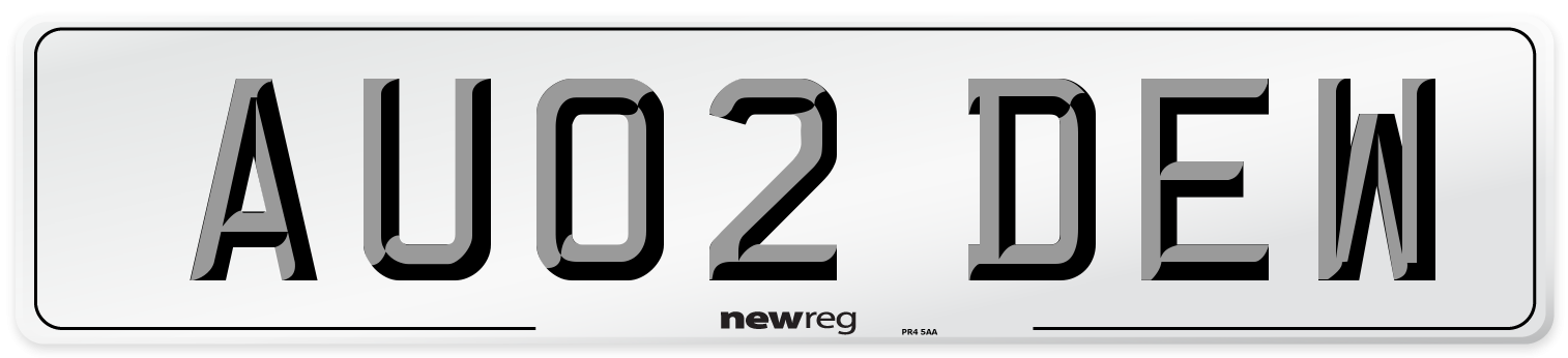 AU02 DEW Number Plate from New Reg